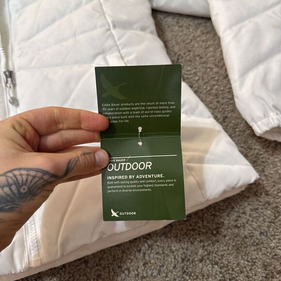 NWT Eddie Bauer Womens White Jacket Down Highland Snow Puffer Soft Shell Ski‎ XS - Picture 4 of 16